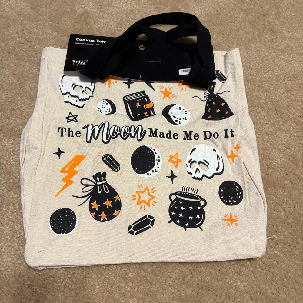 Spirit Halloween Moon Made Me do It Spooky Cauldron Potion Canvas Tote